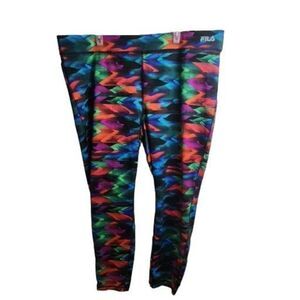 Fila Sport Running Geometric Multi Bolt High Rise Size 2x NWOT Leggings High Qua